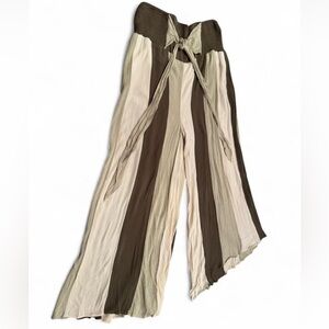 Oli & Hali Brown and Cream Striped Wide-Leg Pants